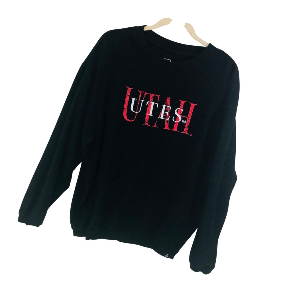 Utah Utes Embossed Comfort OG Sweater Ribbed Collegiate Gameday Social Size M